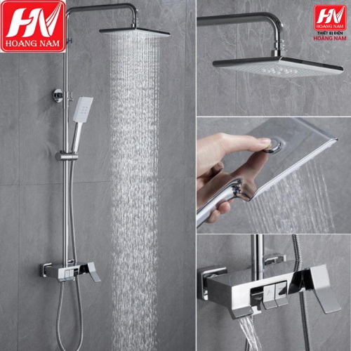 [ CHÍNH HÃNG ] Sen Cây Tắm Đứng Phím Đàn Inox SUS 304 Vòi Sen Cây Vuông Nóng Lạnh 3 Chế Độ Xả Nước Chống Bám Cặn Canxi