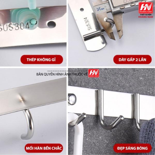 [CHÍNH HÃNG] Móc Dán Tường Treo Quần Áo Inox 304 Cao Cấp  - Keo 3M Siêu Dính - Treo Quần Áo, Khăn, Dụng Cụ Bếp, Đồ Nhà Tắm Treo Tường