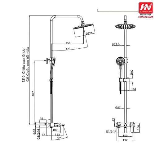 [ CHÍNH HÃNG ] Sen Tắm Đứng Nóng Lạnh Dáng Tròn FORSEE F-128 Phù Hợp Với Mọi Không Gian Phòng Tắm