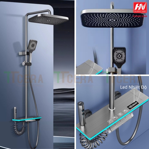 [CHÍNH HÃNG] Sen cây tắm đứng phím đàn hiển thị nhiệt độ [Hàng loại 1 Mạ Tĩnh Điện - Đồng Thau ] Có led xanh và nhiều chế độ nước