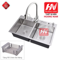 [CHÍNH HÃNG] Chậu Rửa Chén Vắt Dao Hộc Rác INOX 304 dồng thau nguyên khối 820 x 450 x 230mm Tặng rỗ rữa rau củ