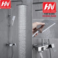 [ CHÍNH HÃNG ] Sen Cây Tắm Đứng Phím Đàn Inox SUS 304 Vòi Sen Cây Vuông Nóng Lạnh 3 Chế Độ Xả Nước Chống Bám Cặn Canxi