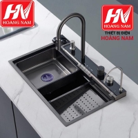 [ CHÍNH HÃNG] Chậu rửa bát hiển thị nhiệt độ 6 phím đàn, bồn rửa chén 6 phím vòi xả thác Mission