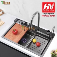 [CHÍNH HÃNG] Chậu Rửa Chén INOX 304 phím đàn nhiều chế độ thông minh hiện địa Tăng thớt và 2 khay để rau củ 800 x 460 x 230mm.