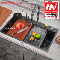 [CHÍNH HÃNG] Chậu Rửa Chén INOX 304 dồng thau nguyên khối Tặng thớt và 2 khay nhôm loại xịn chỉnh nhiều chế dộ