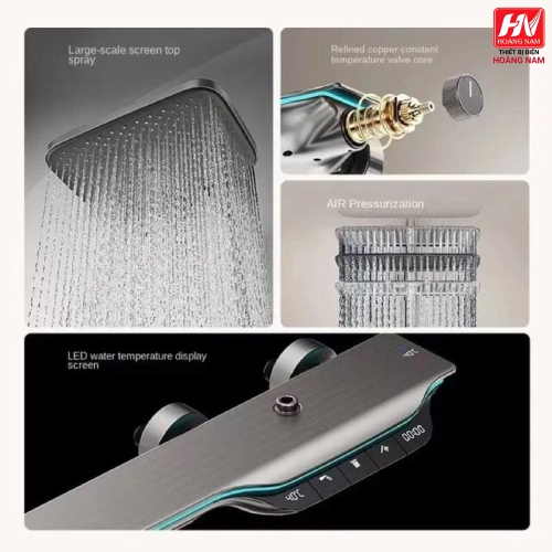 [CHÍNH HÃNG] Sen cây tắm đứng phím đàn hiển thị nhiệt độ [Hàng loại 1 Mạ Tĩnh Điện - Đồng Thau ] Bộ sen cây tắm đèn led Titan